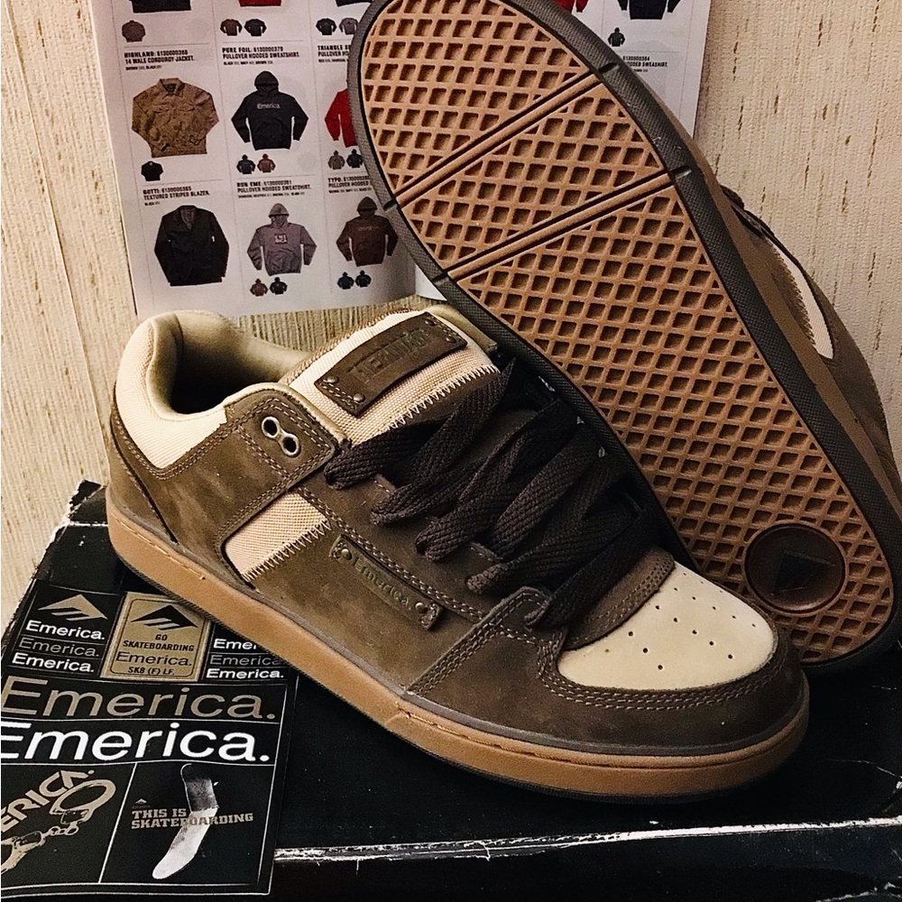 Emerica Bryan Herman 1 Vintage Skate Shoes Tan/Gum Very Rare US 11
